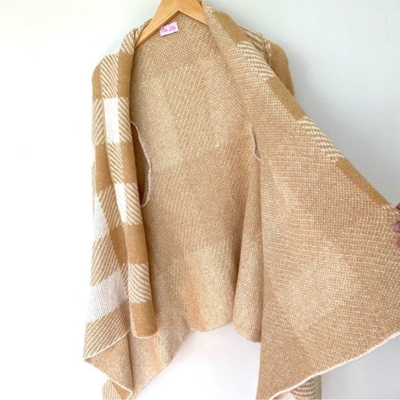 Pink  Lily cardigan with waterfall front, plaid - Picture 5 of 11